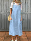 Women's Adjustable Shoulder Strap Pocket Cotton and Linen Dress