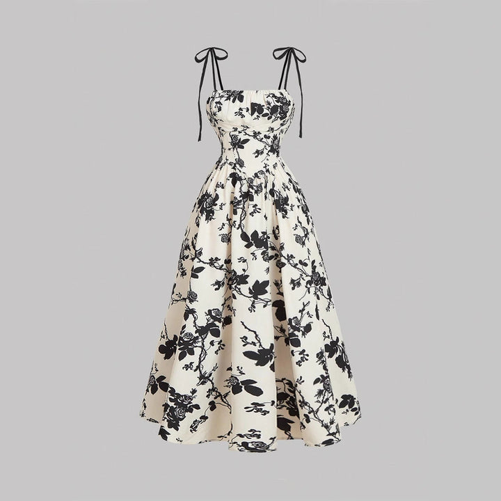 DAHLIANA | Elegant Summer Floral Tie-Shoulder Sundress