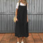 Women's Adjustable Shoulder Strap Pocket Cotton and Linen Dress