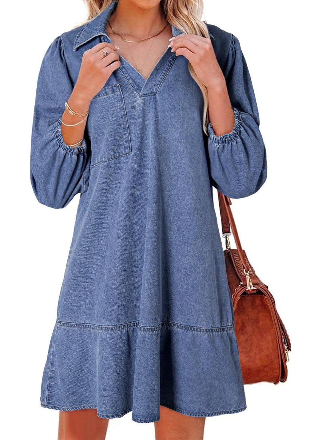 Amaia | V-Neck Puff Sleeve Babydoll Dress