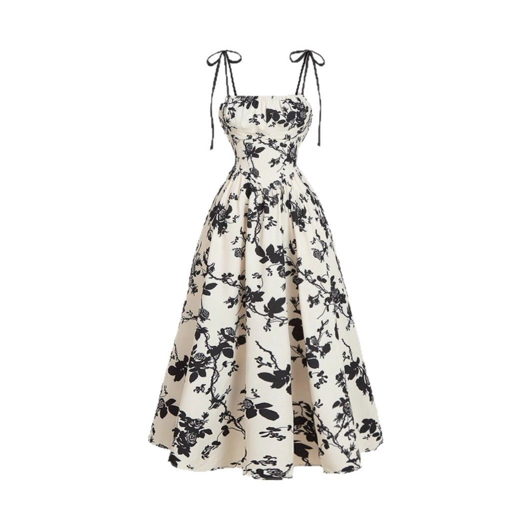 DAHLIANA | Elegant Summer Floral Tie-Shoulder Sundress