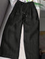 Women's Solid Color Pleated Drawstring Casual Cotton and Linen Wide Leg Pants