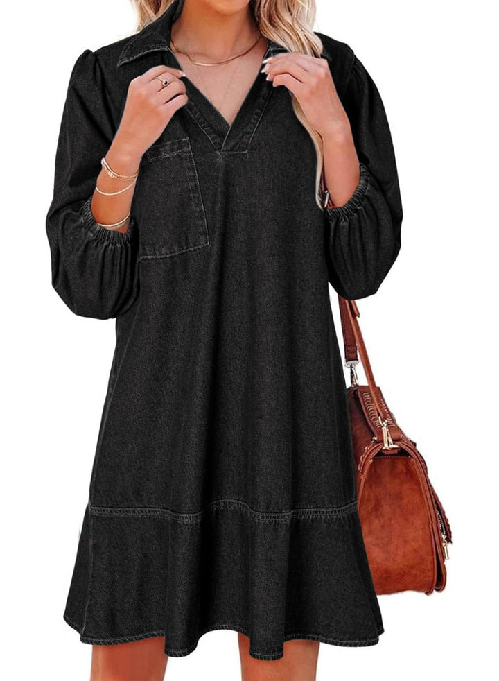 Amaia | V-Neck Puff Sleeve Babydoll Dress