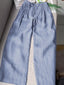 Women's Solid Color Pleated Drawstring Casual Cotton and Linen Wide Leg Pants