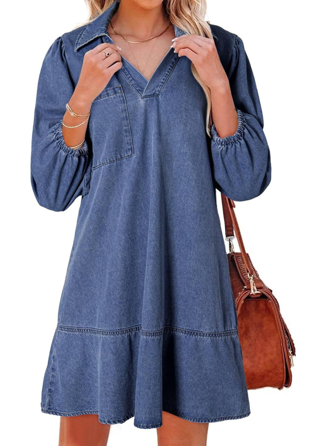 Amaia | V-Neck Puff Sleeve Babydoll Dress