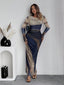 TORINA - Comfy Printed Long Sleeve Round Neck Bodycon Maxi Dress