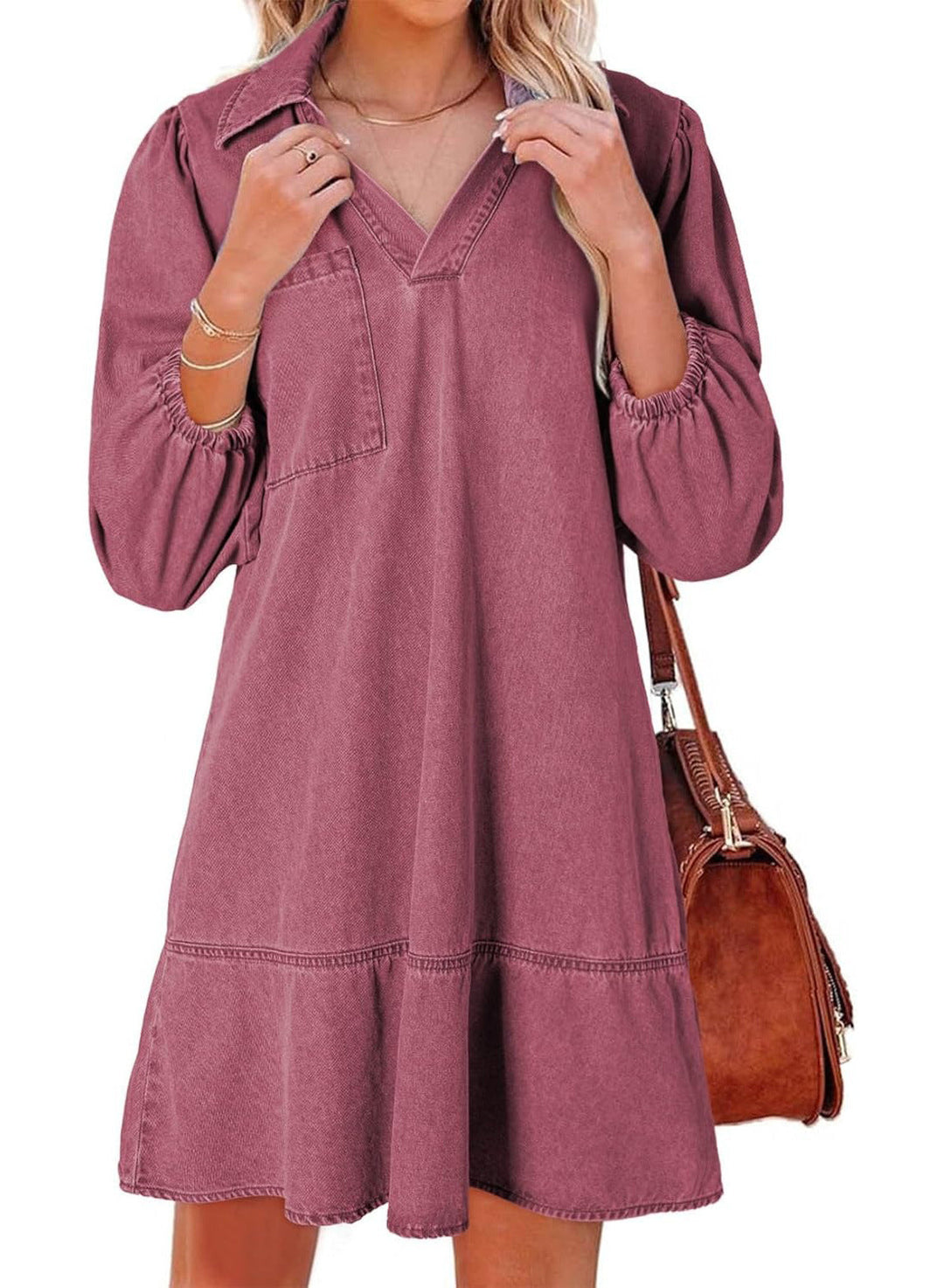 Amaia | V-Neck Puff Sleeve Babydoll Dress