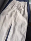 Women's Solid Color Pleated Drawstring Casual Cotton and Linen Wide Leg Pants