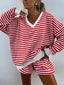 NOLANI™ – Relaxed Fit Striped V-Neck Lounge Set