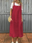 Women's Adjustable Shoulder Strap Pocket Cotton and Linen Dress