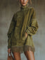 Faux™ | Suede Turtleneck Dress With Fringe Hem