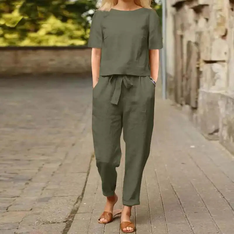 Alviera™ | Elegant Two-Piece Linen Set