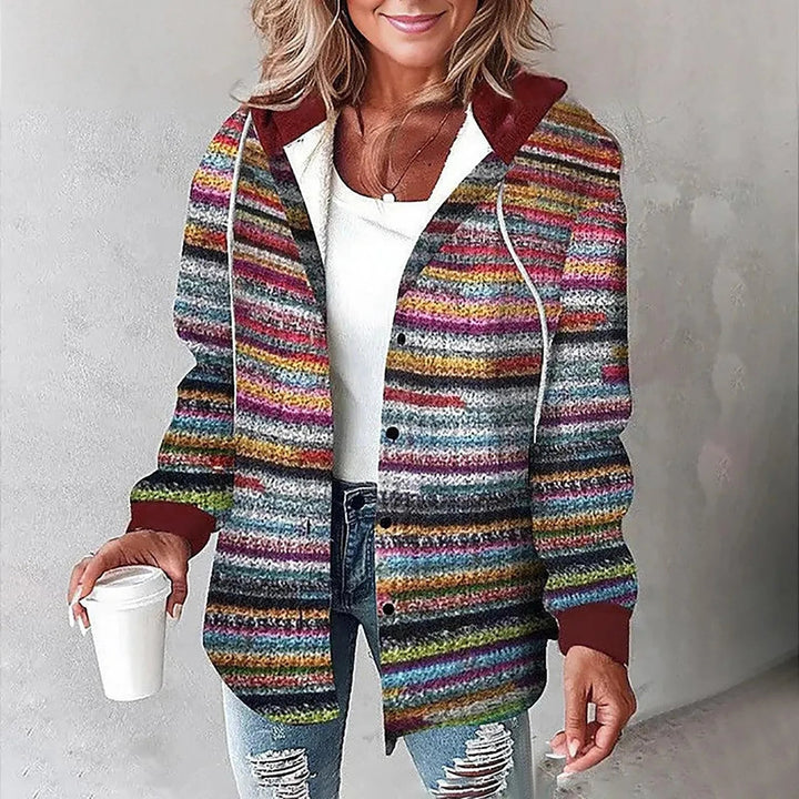 PAIGE | Chic Plaid Long-Sleeve Button Down Hooded Jacket
