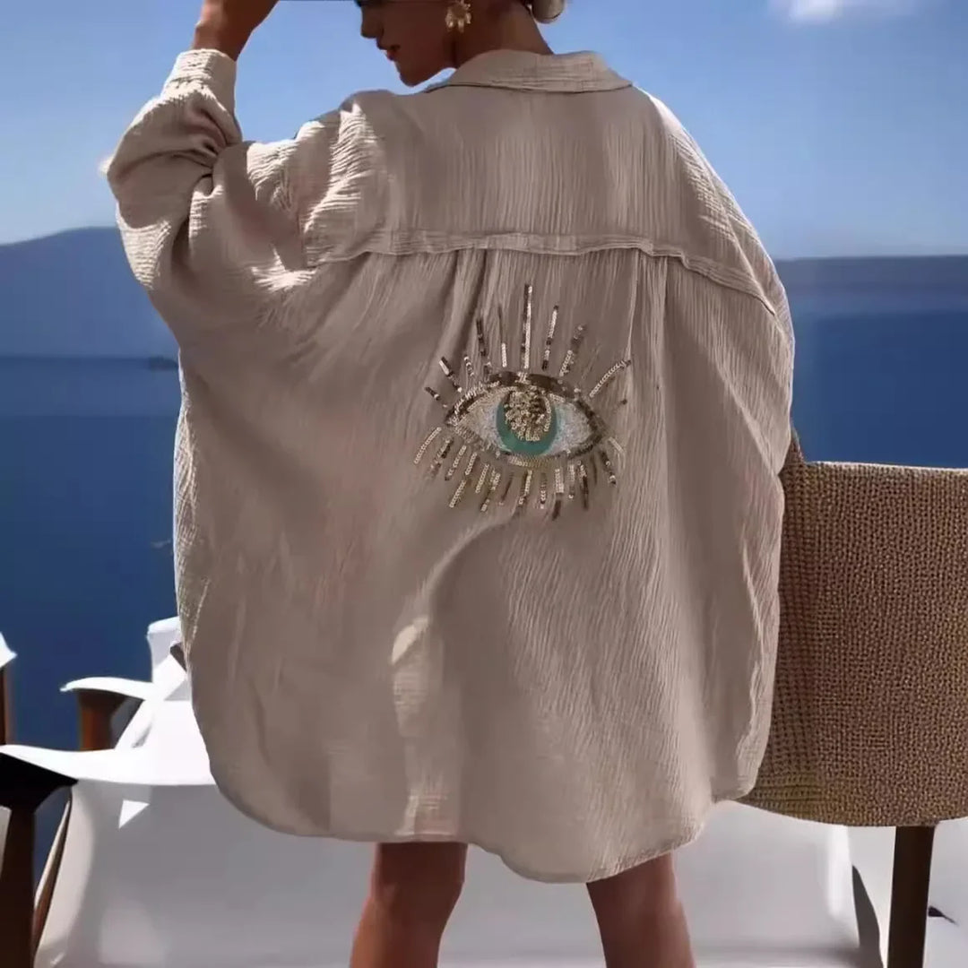 Isaiah - Sequin eye embellished blouse