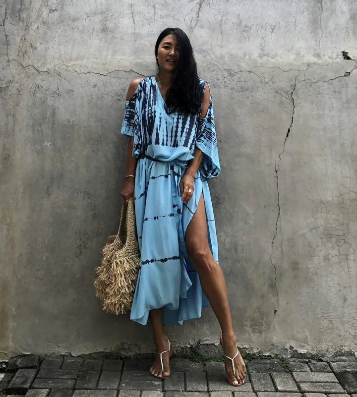 Neraya™ | Bohemian Off-Shoulder Maxi Beach Dress