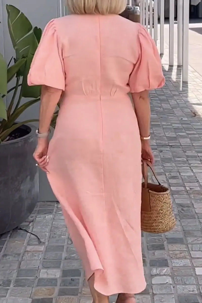 Amara™ - V-Neck Cotton Dress With Laces