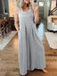 Sleeveless Jumpsuit with Wide Legs and Pockets