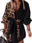 JOHANNA - Women’s Asymmetrical Leopard Split Shirt Custom Fit Self-Tie Waist