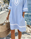 V-Neck Short Sleeve Striped Dress
