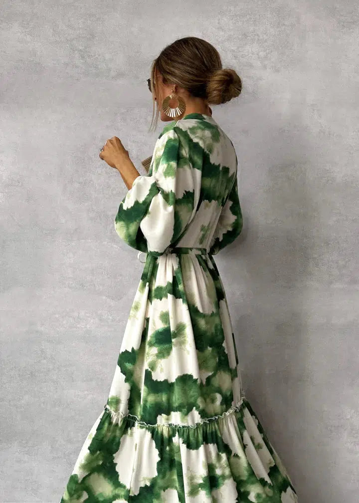Women's Maxi Dress - Premium Long Sleeve - V-Neck - Elegant Flowy Design