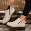 Women's Ankle Boots With Round Toe and Side Zipper