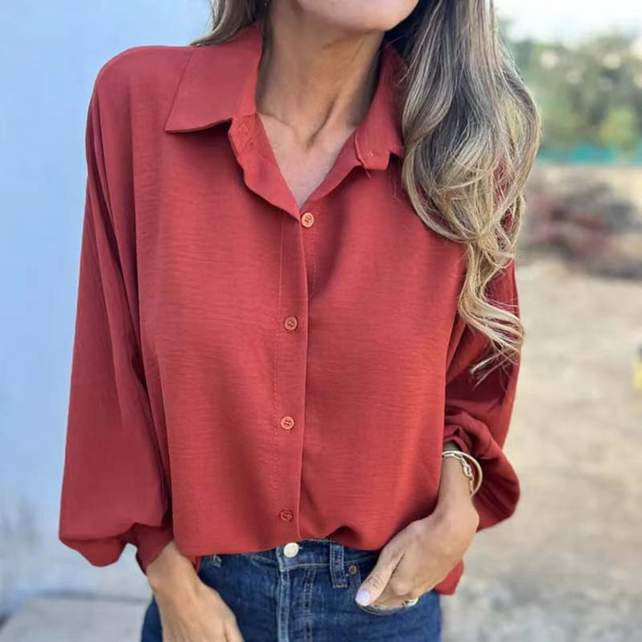 Women's Elegant Solid Color Buttoned Shirt
