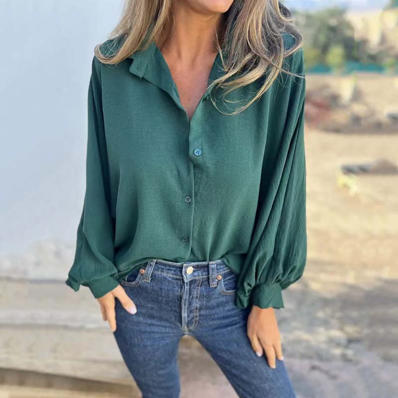 Women's Elegant Solid Color Buttoned Shirt