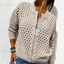 Women's Knitted Jacket with Zipper and Cutouts