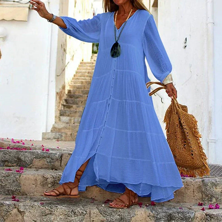 Women's Loose V-Neck Maxi Dress