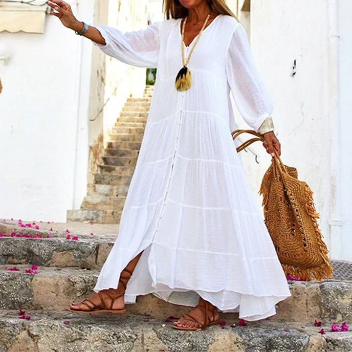 Women's Loose V-Neck Maxi Dress
