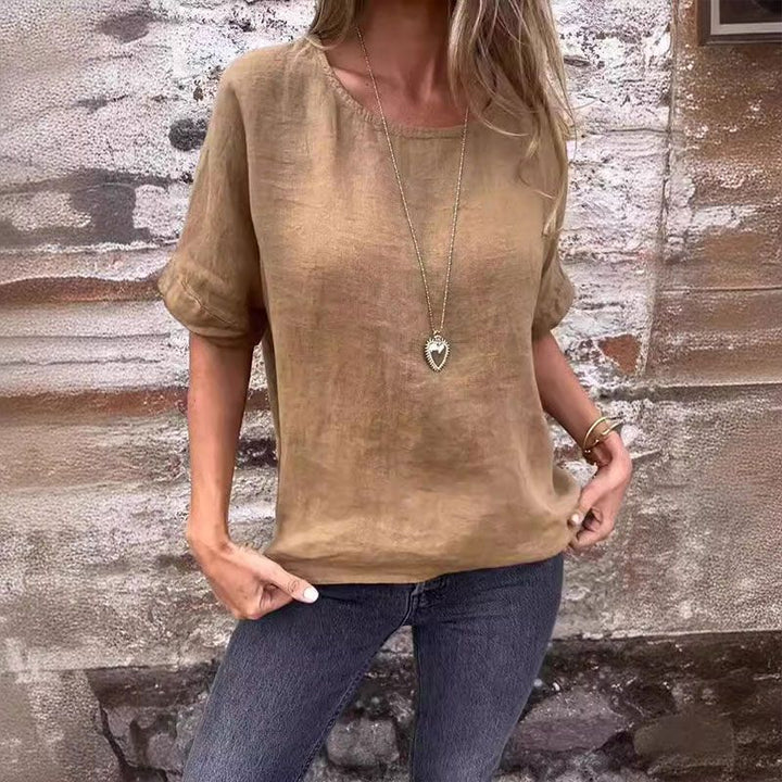 Women's Solid Color Cotton Linen Blouse