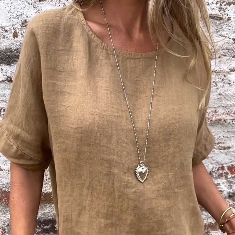 Women's Solid Color Cotton Linen Blouse