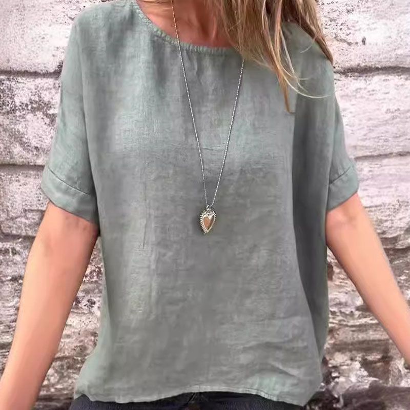 Women's Solid Color Cotton Linen Blouse
