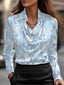Floraya™ | Satin Swing Collar Shirt Top