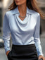 Floraya™ | Satin Swing Collar Shirt Top