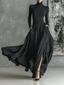 Cybele™ | Black Turtleneck & Pleated Skirt Set