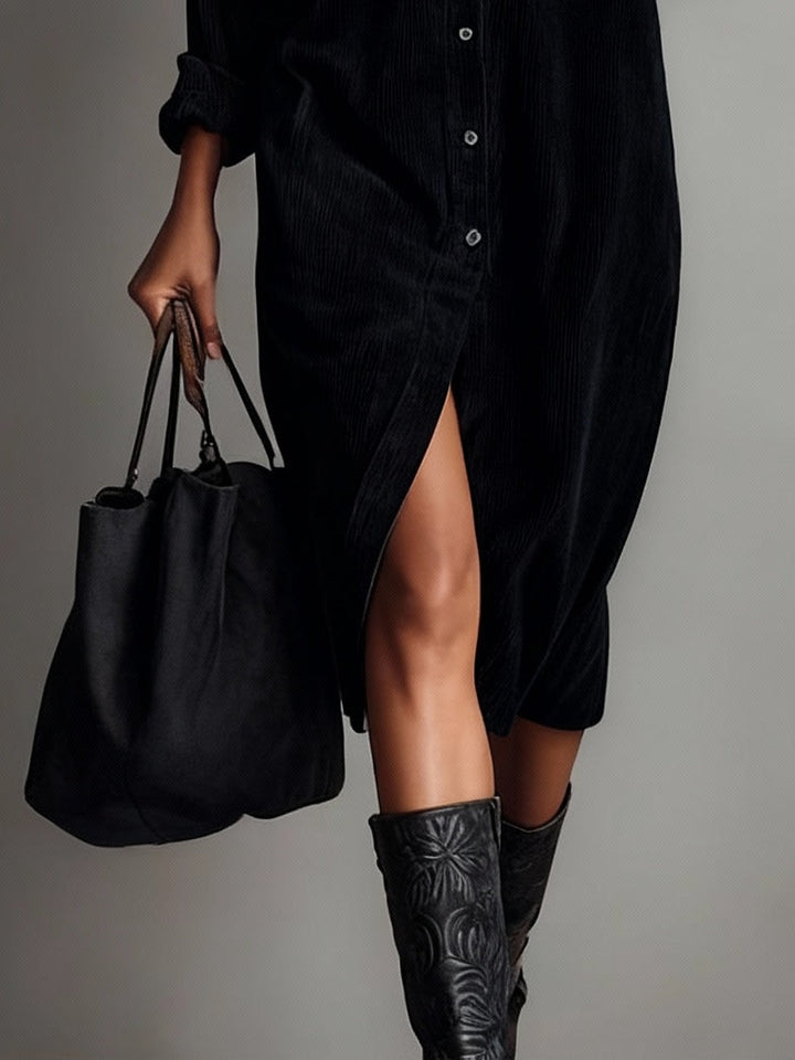 REVELYN™ | Soft-Touch Corduroy Midi Dress