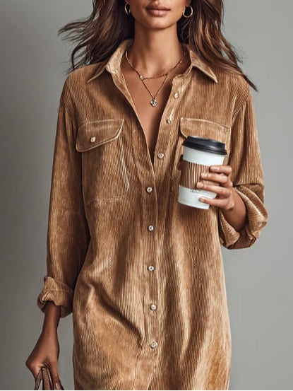 REVELYN™ | Soft-Touch Corduroy Midi Dress