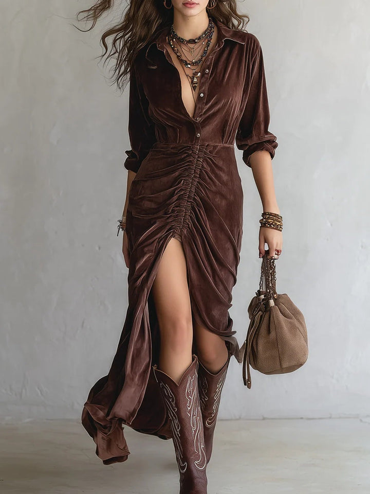 MARISÉA™ | Vintage Button Velvet Dress
