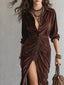 Alessia – Pleated Velvet Midi Dress