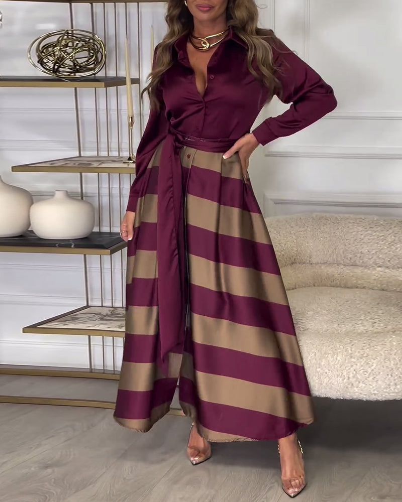 Women's Elegant Striped Straps Dress