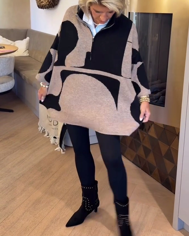 Trendy Half-Zip Sweater with High Neck