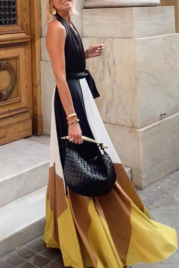 Lace-up Backless Sexy Long Swing Dress