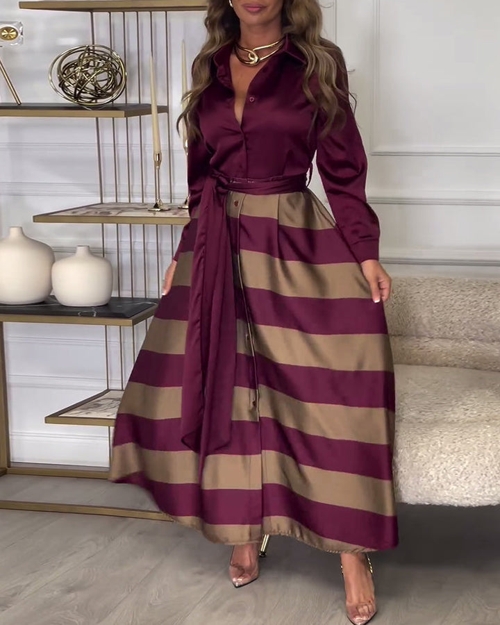 Women's Elegant Striped Straps Dress