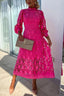 Elegant Crochet Lace Lantern Sleeve Party Midi Dress