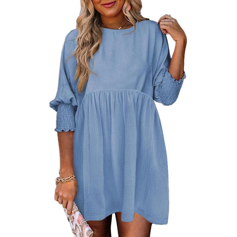 MIRASOL | Casual Crew Neck Loose Fit Mini Dress