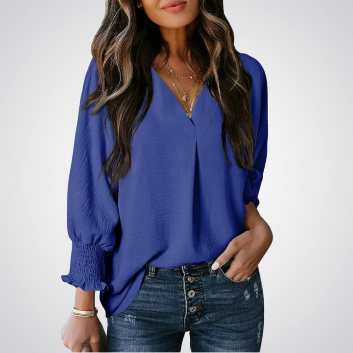 LEILA | Classic V-Neck Tunic Blouse