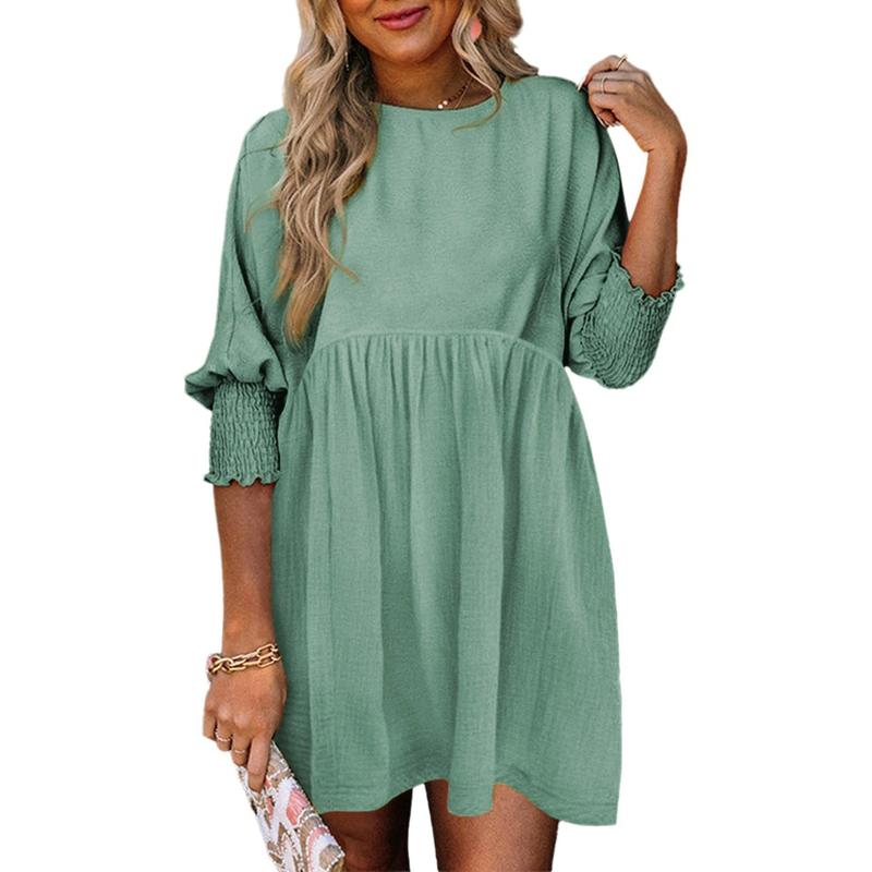 MIRASOL | Casual Crew Neck Loose Fit Mini Dress