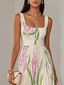 Aurelia™ | Pleated Floral Chiffon Maxi Dress