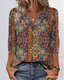 Alison – Retro Printed V-Neck Blouse